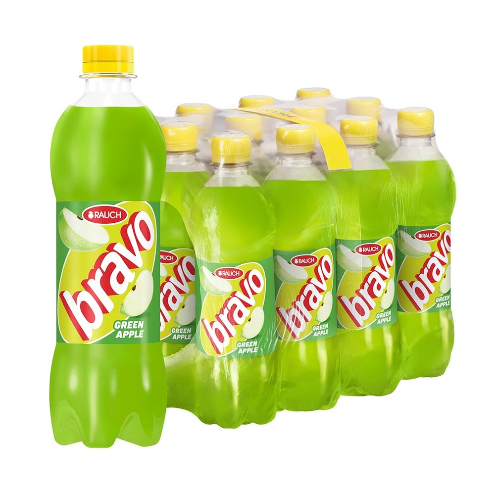 Rauch Bravo Green Apple, B-Vitamin Boost, 12-Pack (12 x 0.5 L PET)