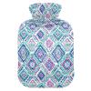 2 L Hot Water Bottle with Soft Plush Cover, Geometric Boho Design view 1