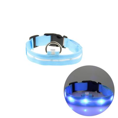 LED Dog Collar, Flashing and Glowing, Size S, Nylon