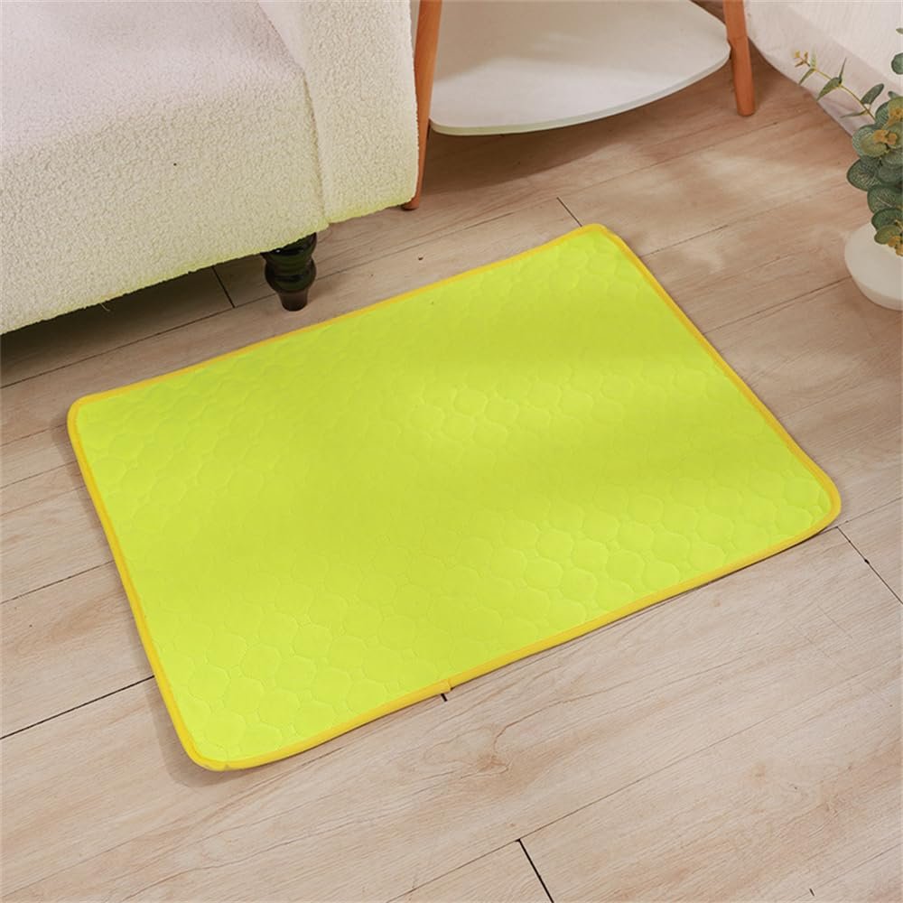 FANSU 2-Pack Reusable Puppy Training Pads, Waterproof Pee Mats for Dogs, 70 x 50 cm, Yellow