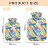 2 L Hot Water Bottle with Soft Plush Cover, Abstract Brush Pattern view 4