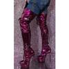 LIUGUISUOCHBH Women's Purple Over-the-Knee Platform Stiletto Boots, EU 43 view 2