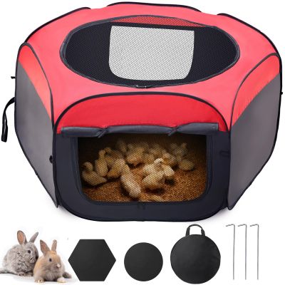 GHWMYD Large Pop-Up Small Animal Playpen, Foldable Oxford Pet Enclosure, 114.5 x 114.5 x 51 cm