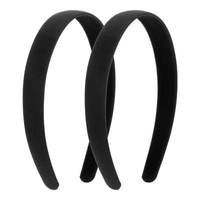 JIYIN 2-Pack 2 cm Black Satin Headbands for Women and Girls