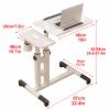 Adjustable Overbed Table with Casters and Tilting Tabletop, Portable Rolling Table for Home Office and Couch, Mobile Laptop Stand with Cup Holder view 2