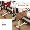 Adjustable Overbed Table with Casters and Tilting Tabletop, Portable Rolling Table for Home Office and Couch, Mobile Laptop Stand with Cup Holder view 3