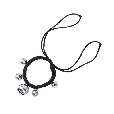 Handwoven Adjustable Dog Collar with Bell, Black