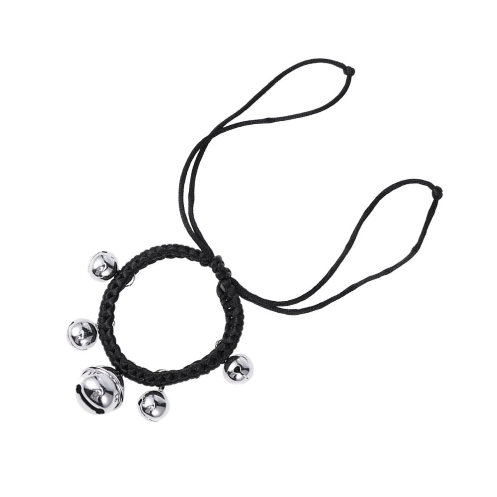 Handwoven Adjustable Dog Collar with Bell, Black