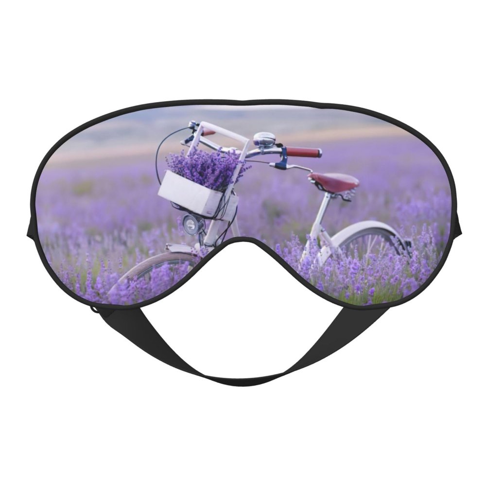 Lavender Field Retro Bicycle Print Soft Blackout Sleep Mask