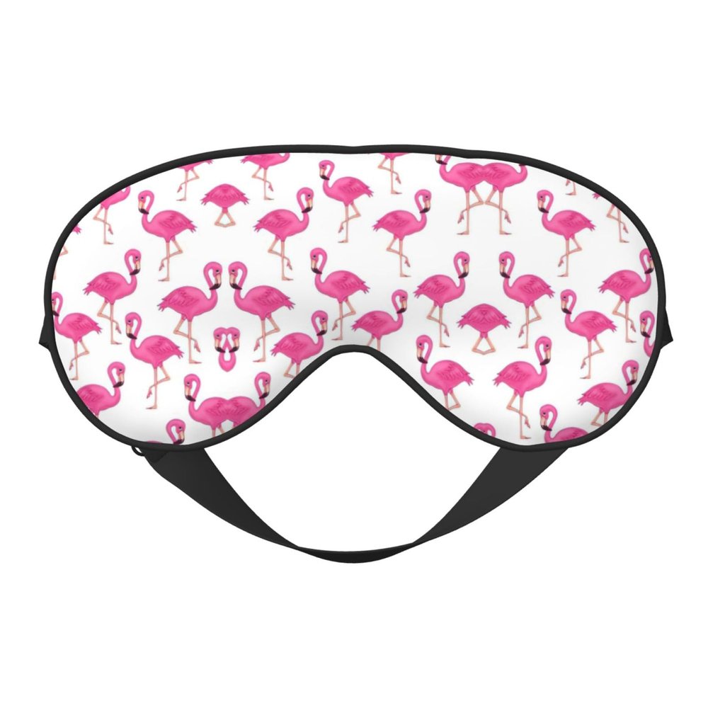 Soft Blackout Eye Mask with Pink Flamingo Print