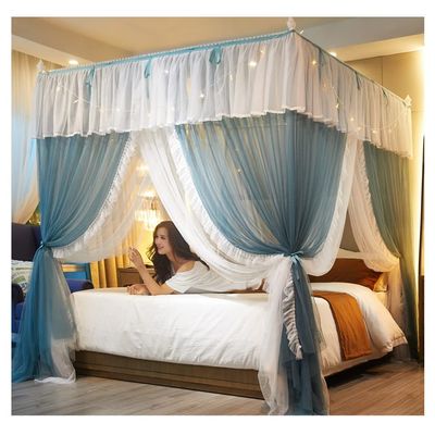 Double-Layer Four-Post Bed Canopy Mosquito Net for Girls and Adults