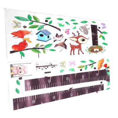 IWOWHERO Vibrant Growth Chart for Boys and Girls, Tree and Bird Design, Wall Sticker for Kids' Rooms
