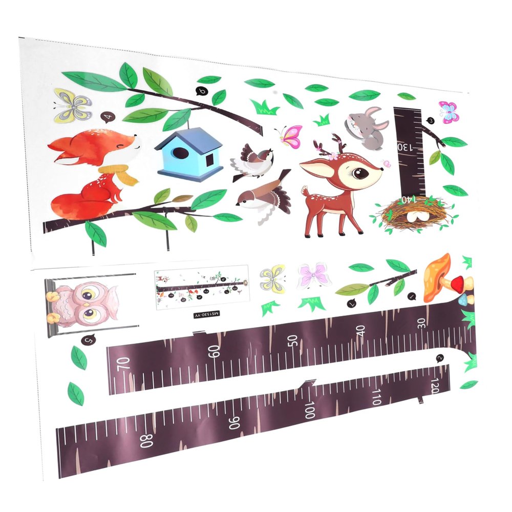 IWOWHERO Vibrant Growth Chart for Boys and Girls, Tree and Bird Design, Wall Sticker for Kids' Rooms
