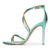 GBBRZKTB Women's 11 cm Stiletto Sandals, Cross-Strap Buckle, Open Toe, Blue-44 view 2