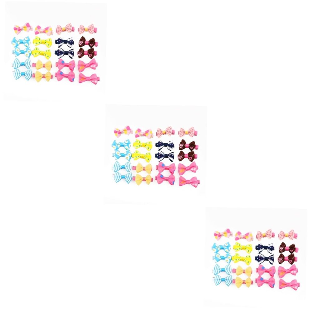 BUGUUYO 3-Piece Pet Hair Bows with Alligator Clips, Random Colors and Patterns