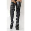 LIUGUISUOCHBH Women's Thigh-High Stiletto Platform Boots, Over-the-Knee, Patent Black, EU 38 view 4