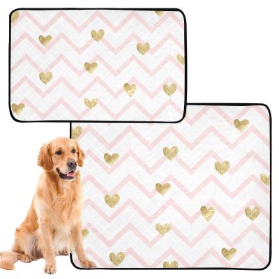 Washable Pee Pads for Large Dogs, Non-Slip, Car Seat, 61 x 91 cm, Peach and Gold, 2-Pack