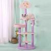 EKDJSN Cat Tree, 360° Full-Surround Design, Thickened Natural Sisal Posts, Fun Star Toys and Pyramid Structure, Pink view 1