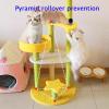 EKDJSN Cat Tree, 360° Full-Surround Design, Thickened Natural Sisal Posts, Fun Star Toys and Pyramid Structure, Pink view 3