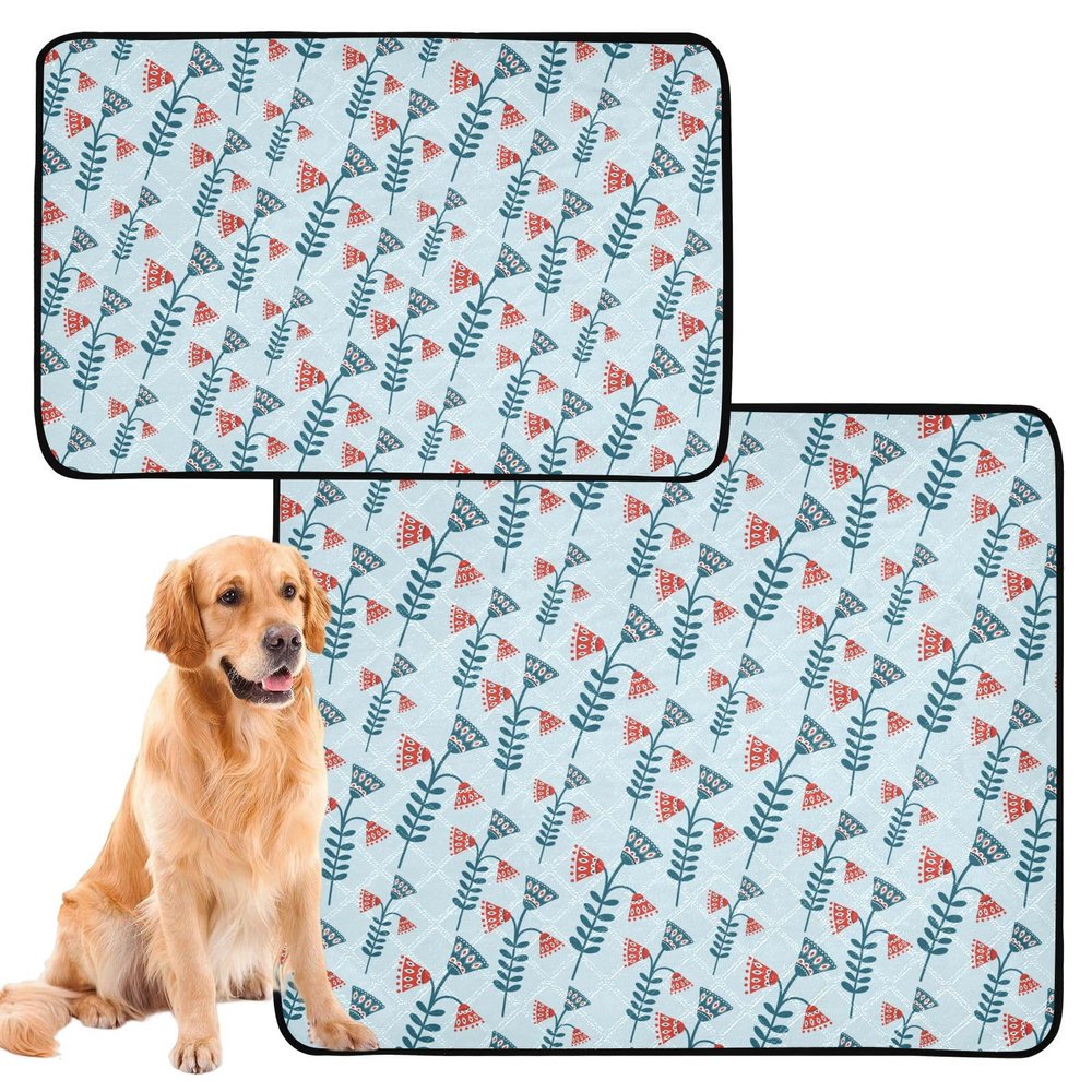 Reusable Dog Pee Pads, Extra Large, Washable, Non-Slip, 61 x 91 cm, Scandinavian Christmas Pattern, 2-Pack