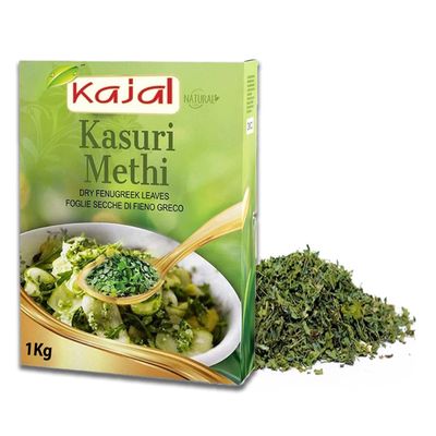 Kajal Kasuri Methi Dried Fenugreek Leaves, 1 x 1 kg | Aromatic Spice for Indian Cuisine | 100% Natural | Gluten-Free