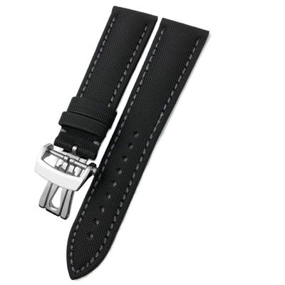 GSZCCZS 23 mm High-Density Canvas Nylon Leather Watch Strap for Blancpain Fifty Fathoms 5000/5015, Butterfly Clasp