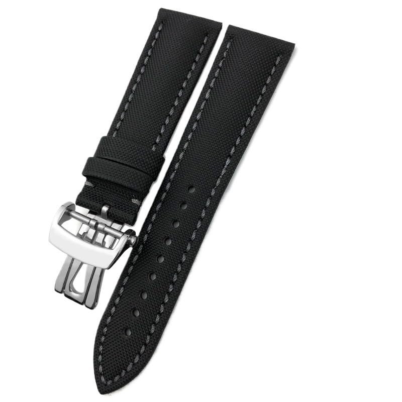 GSZCCZS 23 mm High-Density Canvas Nylon Leather Watch Strap for Blancpain Fifty Fathoms 5000/5015, Butterfly Clasp