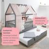 TiCAA Kim House Bed with Tulle, 90x200–140x200 cm, Light Gray Solid Pine view 3