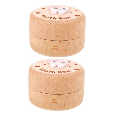 ibasenice 2-Piece Baby Tooth Boxes, Beige, for Boys and Girls