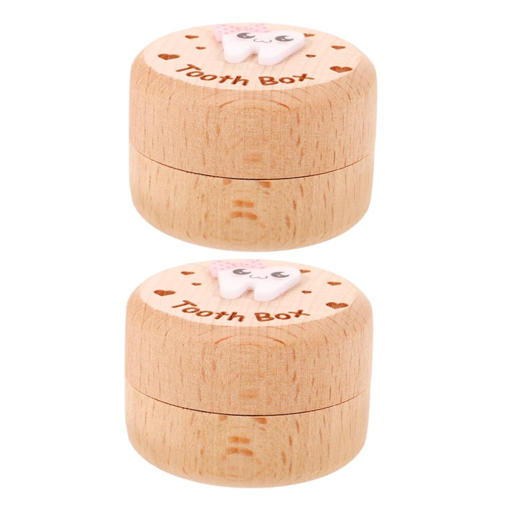 ibasenice 2-Piece Baby Tooth Boxes, Beige, for Boys and Girls