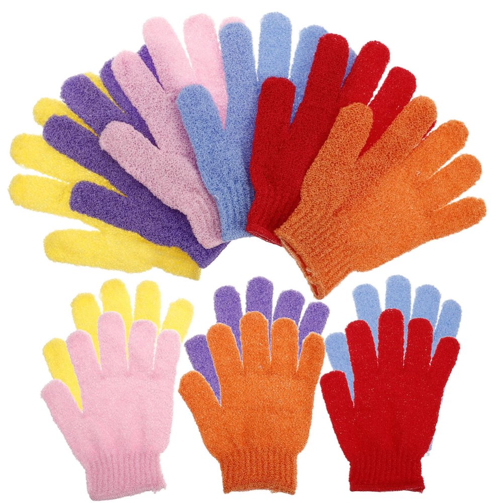 Baluue 6 Pairs Nylon Exfoliating Gloves for Shower and Spa