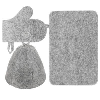 LALADEFIEE Felt Sauna Hat Set with Glove and Cushion, Breathable