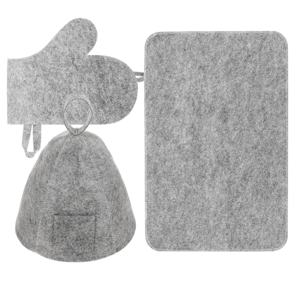LALADEFIEE Felt Sauna Hat Set with Glove and Cushion, Breathable