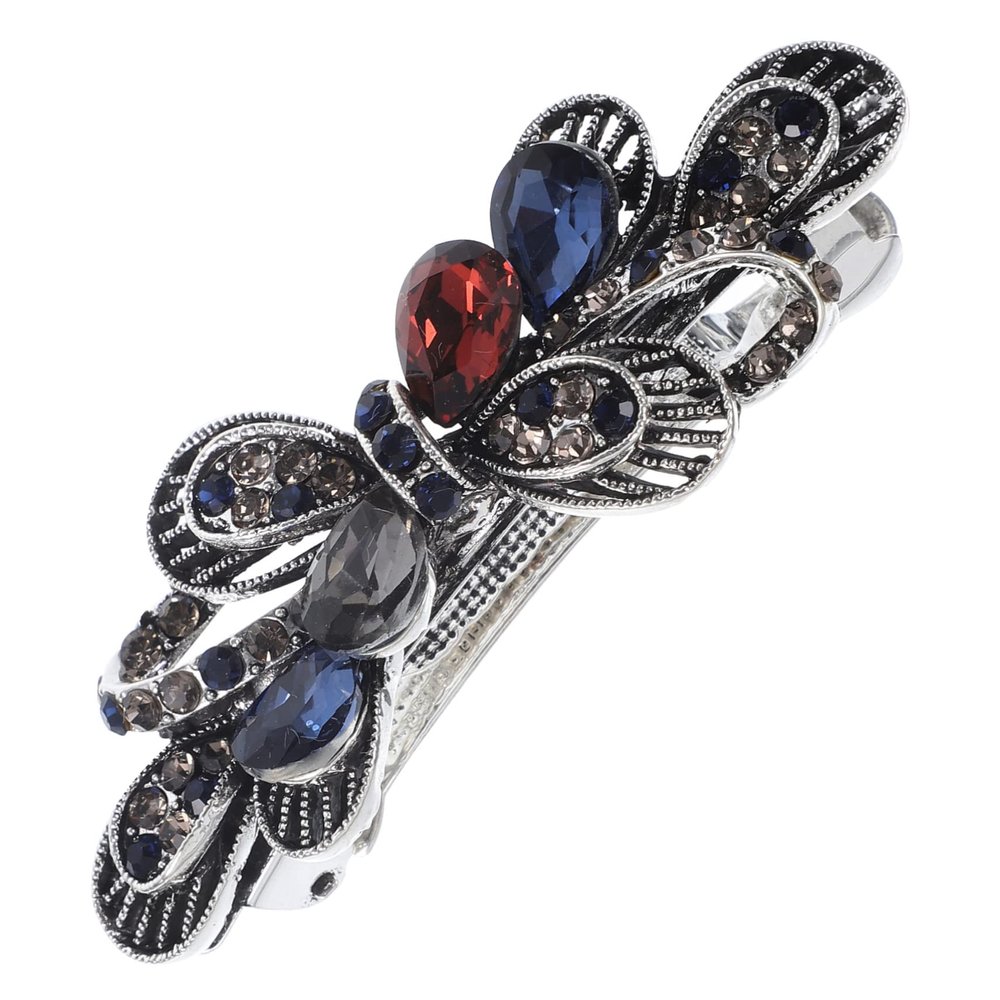 Sparkling Rhinestone Hair Clip for Women with Bow and Metal