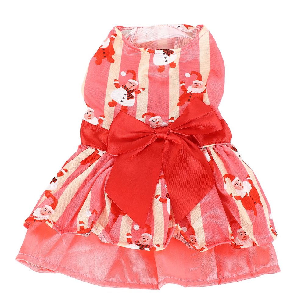 Puppy Christmas Dress with Cute Santa Pattern, Soft Polyester, XL