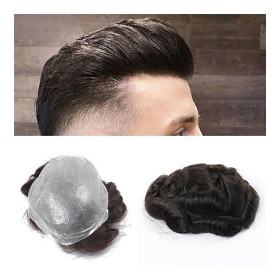Men’s V-Loop Toupee with Full PU Base, Remy Human Hair