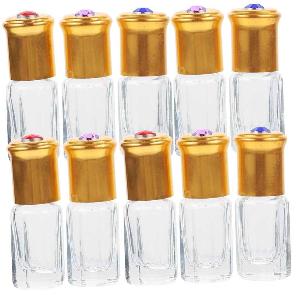 MUSISALY 3 ml Glass Roll-On Perfume Bottles, 10-Pack, Assorted Colors