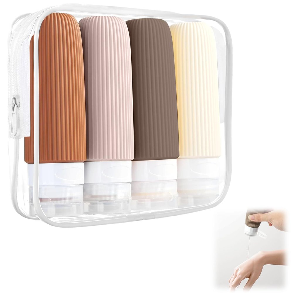 4-Pack 60 mL Refillable Silicone Travel Bottles