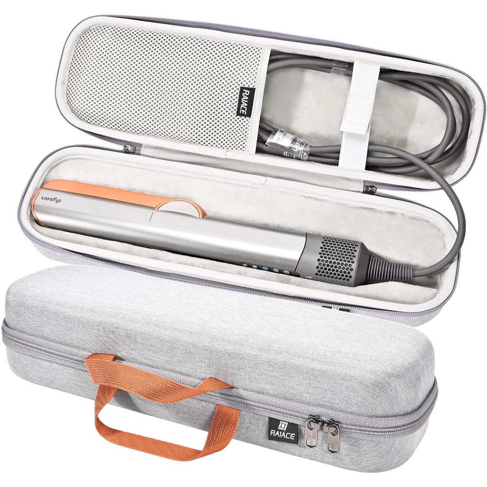 RAIACE Gray Hard-Shell Case Compatible with Dyson Airstrait Hair Straightener, Travel Storage Bag