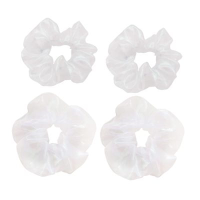 Healeved 4-Piece Stretch Mesh Hair Ties for Women, White
