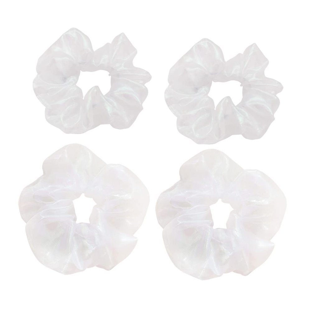 Healeved 4-Piece Stretch Mesh Hair Ties for Women, White