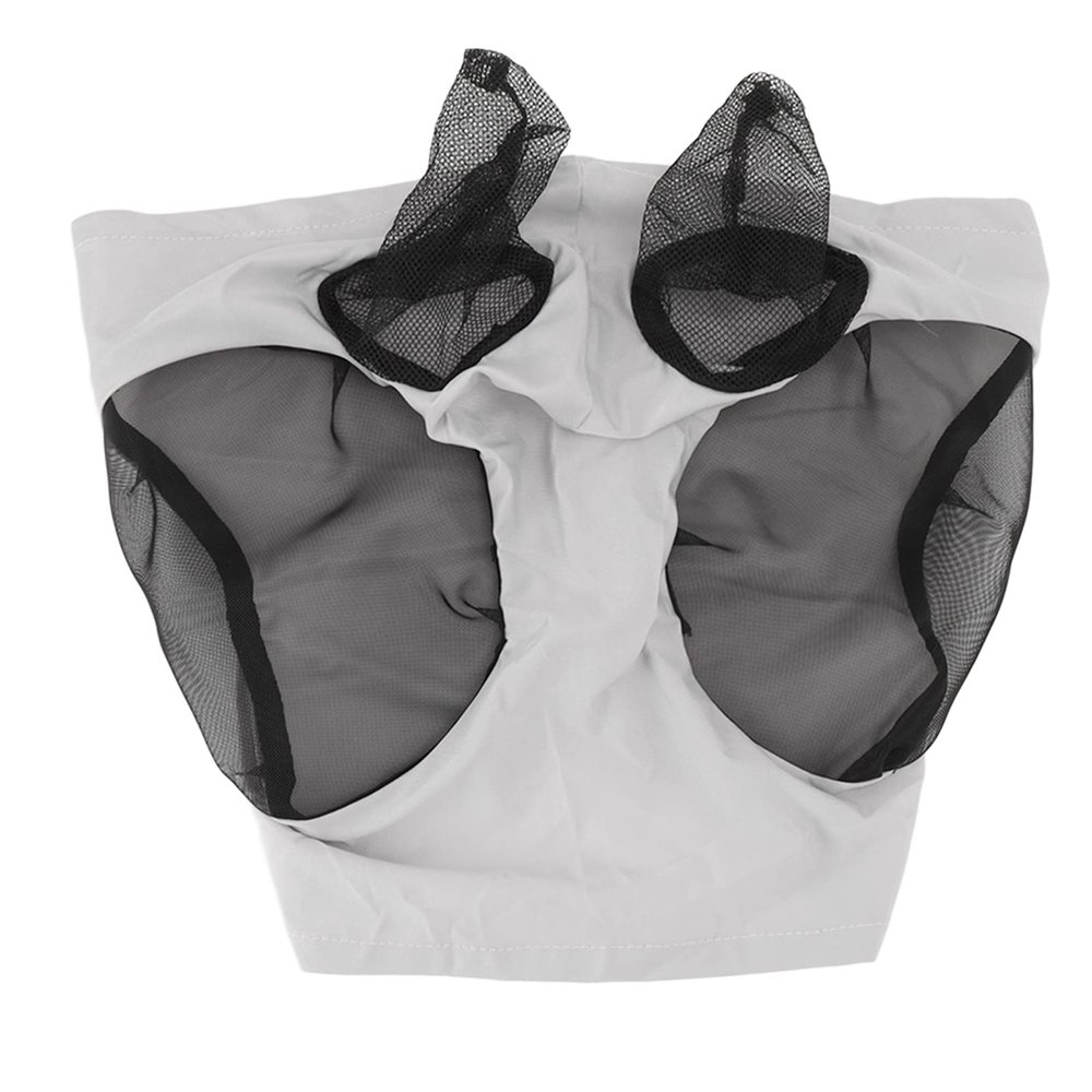 Mesh Horse Fly Mask with Ear Protection, Breathable and Elastic, for Riding (Gray)