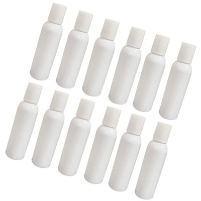 MUSISALY 12-Pack Reusable Plastic Lotion Dispensers, Portable White Travel Bottles with Caps for Shampoo, Body Lotion and More