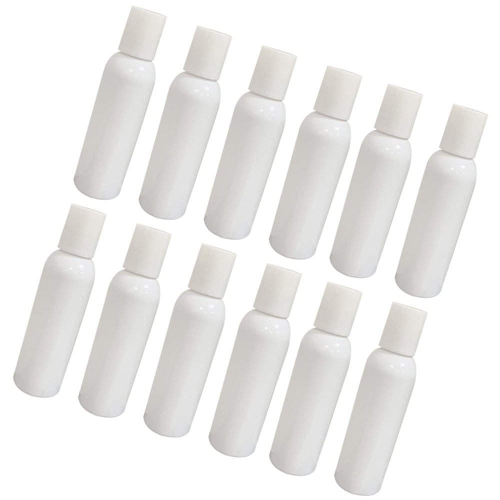 MUSISALY 12-Pack Reusable Plastic Lotion Dispensers, Portable White Travel Bottles with Caps for Shampoo, Body Lotion and More
