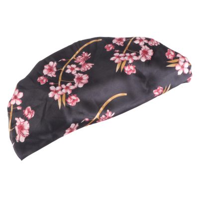 Healeved Black Satin Sleep Bonnet, Elastic, Breathable and Skin-Friendly, for Women and Girls