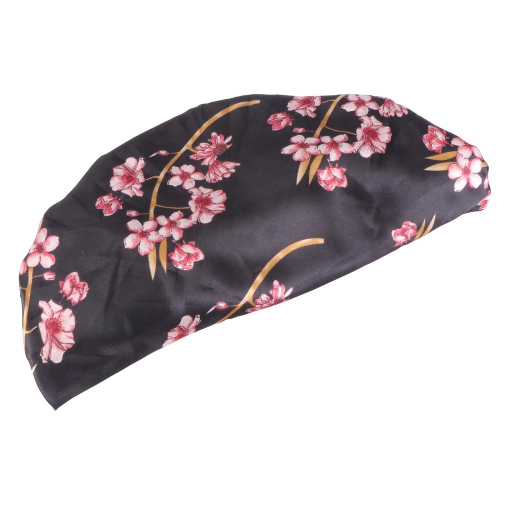 Healeved Black Satin Sleep Bonnet, Elastic, Breathable and Skin-Friendly, for Women and Girls
