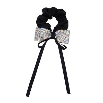 Healeved Elegant Bow Hair Tie with Rhinestones, Black