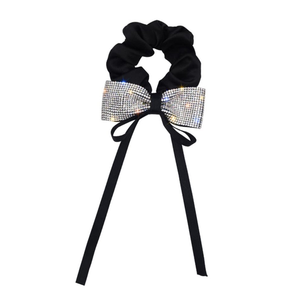 Healeved Elegant Bow Hair Tie with Rhinestones, Black