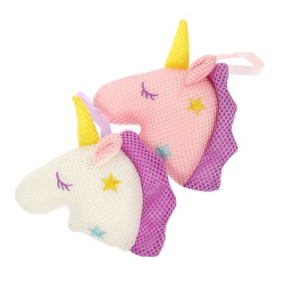 Unicorn Shower Pouf, 2-Piece Mesh Set for Rich Lather
