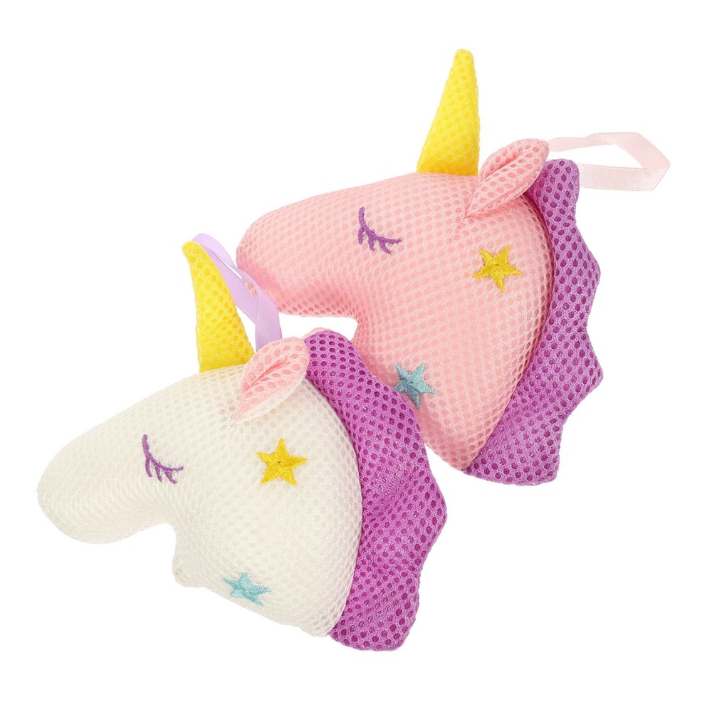 Unicorn Shower Pouf, 2-Piece Mesh Set for Rich Lather